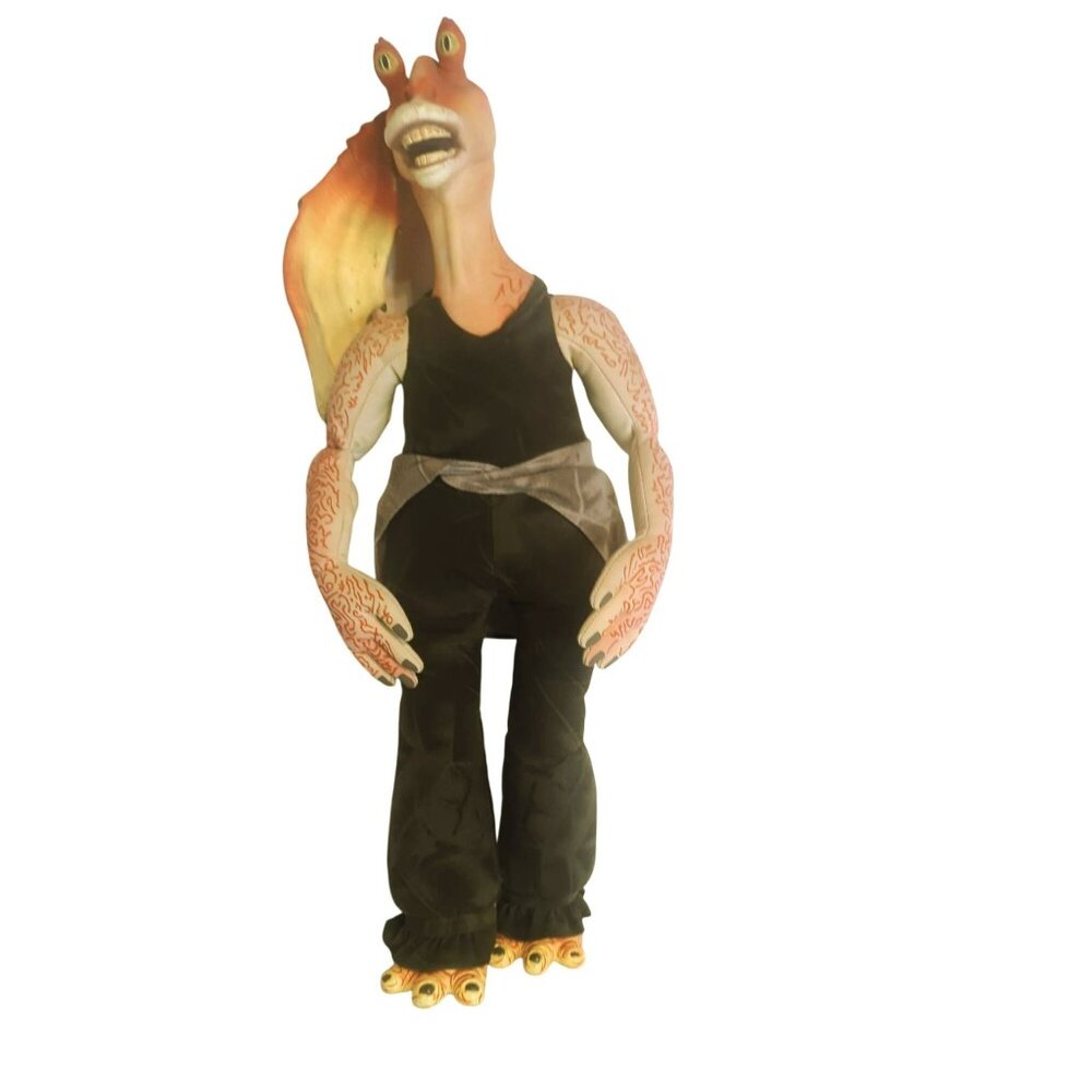 Star Wars Jar Jar Binks Toy Plush Stuffed 21" Talking Alarm Kenner Thinkway 1999